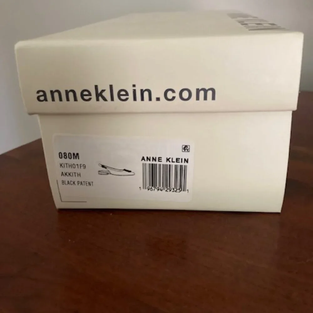 Anne Klein Black Patent Kith Slingback Flats Sz 8 - Picture 3 of 4